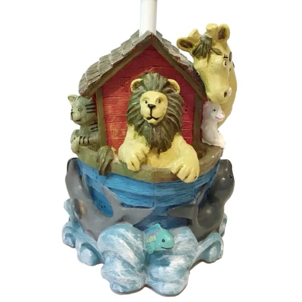 Vintage 1993 Noahs Ark Ceramic Lamp Table Light Figi Graphics Animals Nightlight